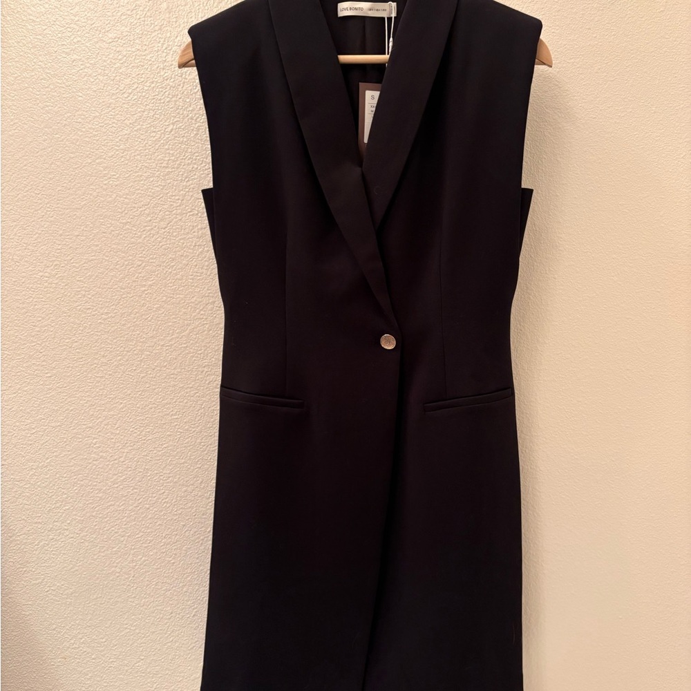 Black Sleeveless Blazer Dress